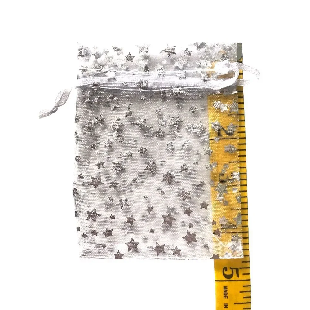 100PCS Organza Gift Bag Modern‎ Star Pattern Drawstring Design Party Packing Bag
